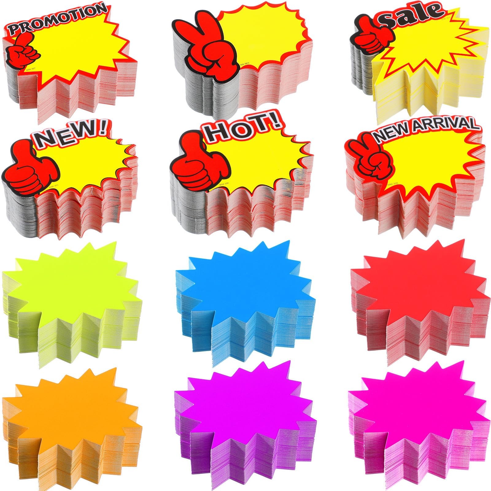 1500 Pieces Starburst Signs Sale Signs for Retail Store Fluorescent Price Tags B
