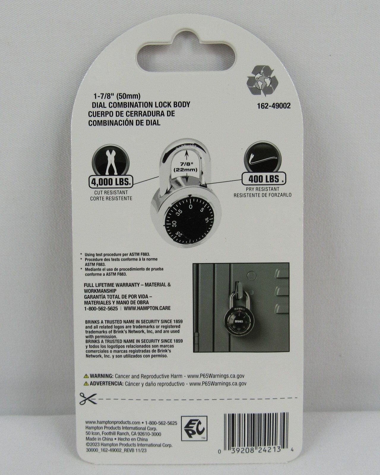 Qty. 10 Brinks Padlock Standard Security 3 Dial Combination Lock #162-49002