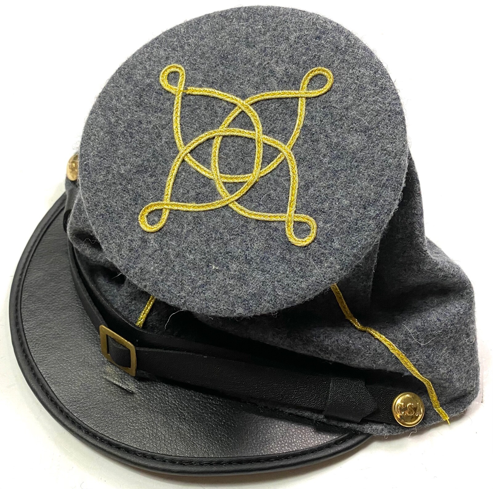 CIVIL WAR CSA CONFEDERATE LIEUTENANT OFFICER WOOL KEPI FORAGE BUMMER CAP-XLARGE