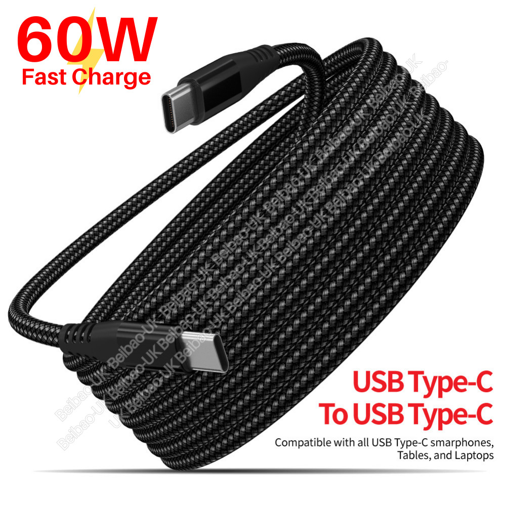 10FT Long USB-C to USB-C Type C Fast Charging Cable PD For Samsung MacBook iPad