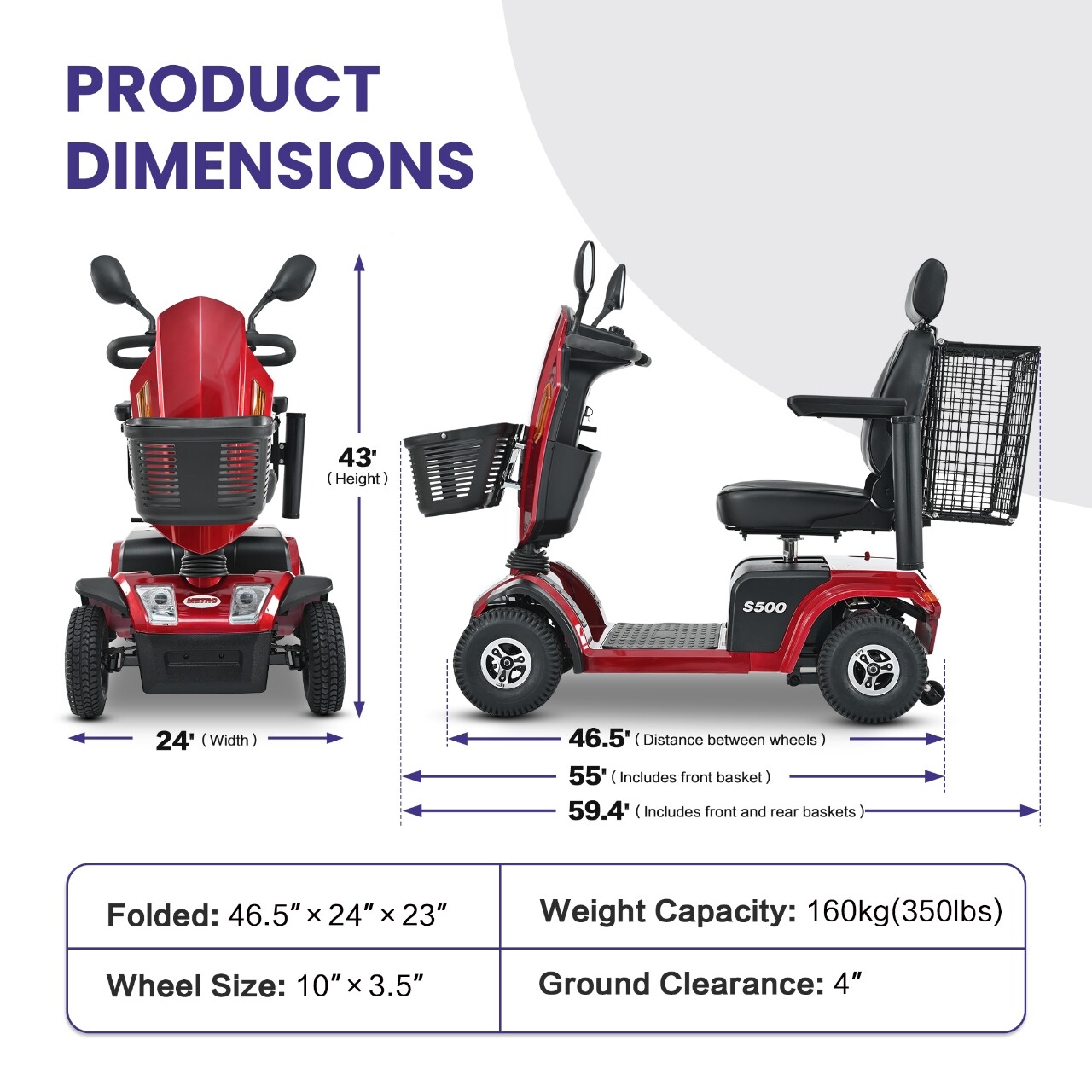 4 Wheel Mobility Scooter 800W All Terrain Electric Scooter Swivel Seat Headlight