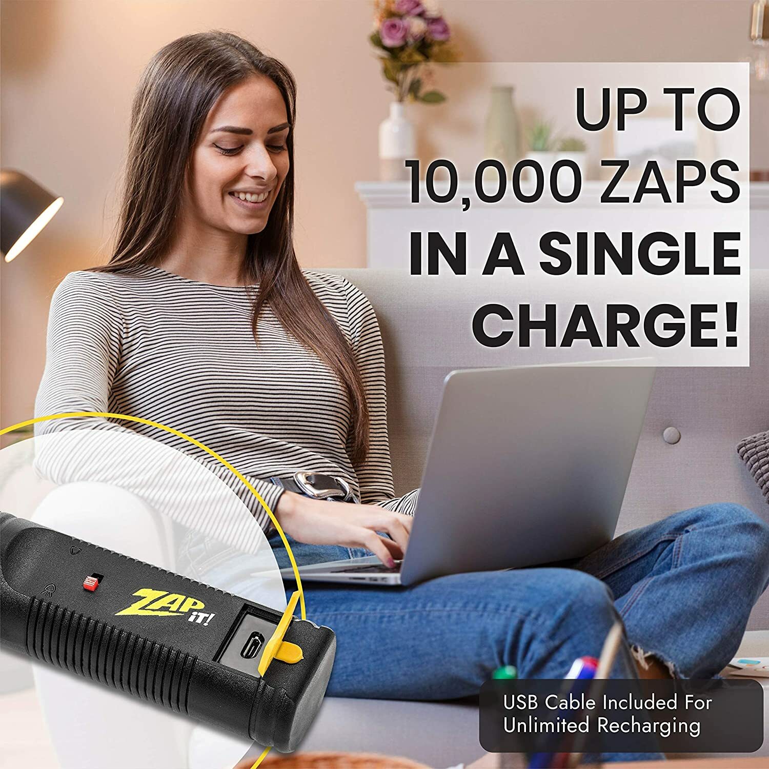 2-Pack ZAP IT! Bug Zapper Rechargeable Mosquito Fly Killer 4000 Volt Large Twin