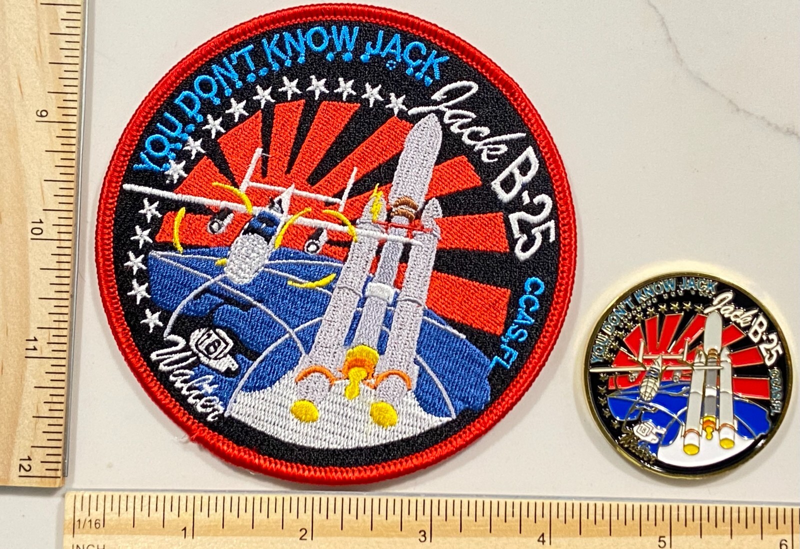 MILITARY CHALLENGE COIN AND NROL PATCH SET - NROL 06 YOU DONT KNOW JACK B-25