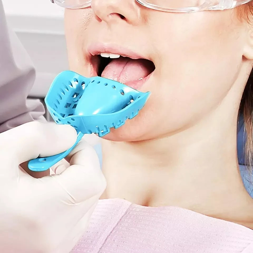 10 Pc/Set Dental Disposable Plastic Impression Trays Blue Plastic Denture