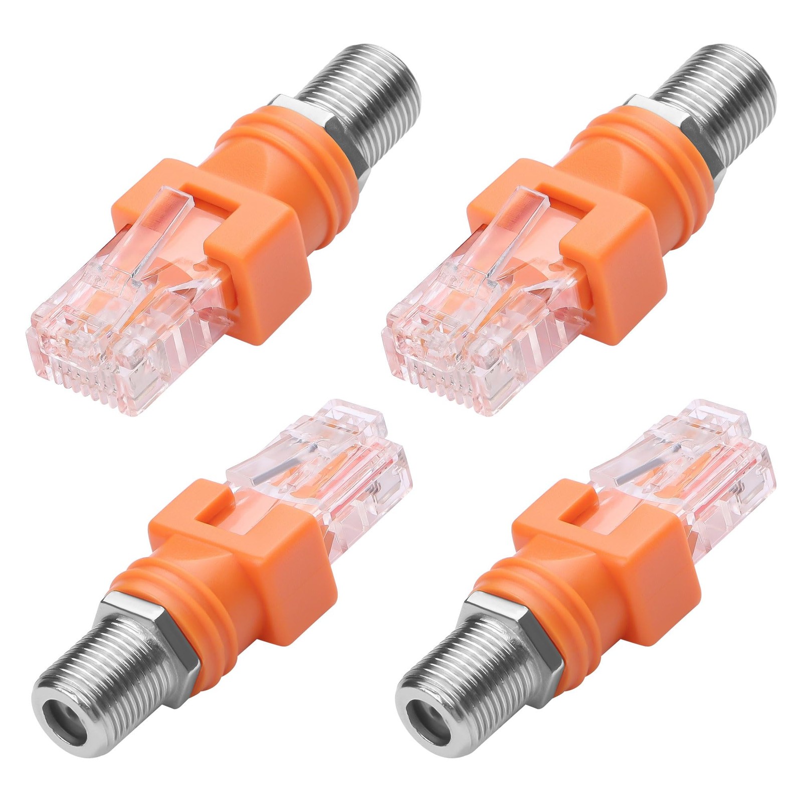 CERRXIAN F to RJ45 Converter Adapter 4 Pack R-F Female Male Orange