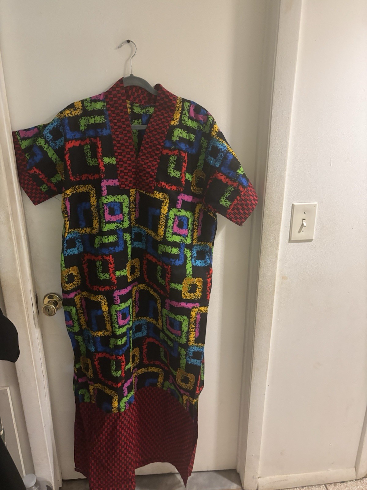 African Kaftan Multi-Color Cotton Traditional Pattern Men's Robe One Size
