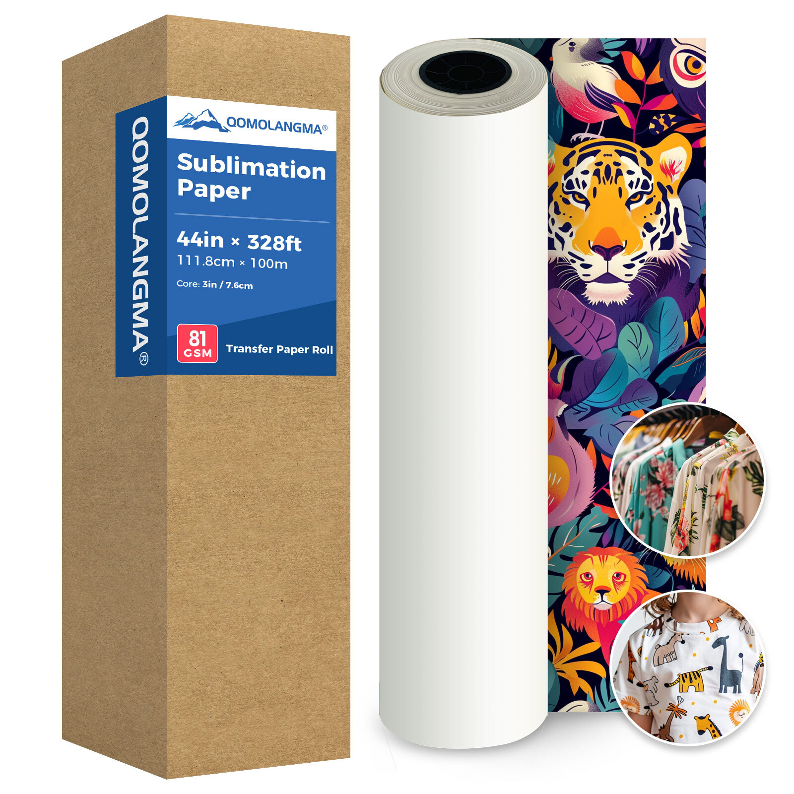 5 Rolls 44" x 328ft Textile Dye Sublimation Paper for Heat Transfer Printing