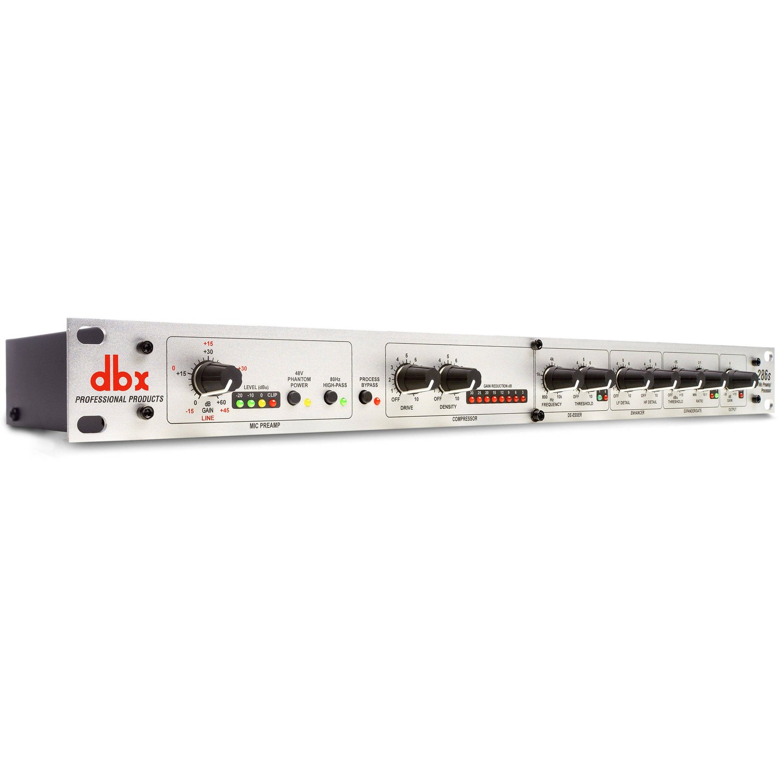 dbx286s Vocal Processor: Mic Preamp, Compressor, De-Esser & Enhancer - Silver