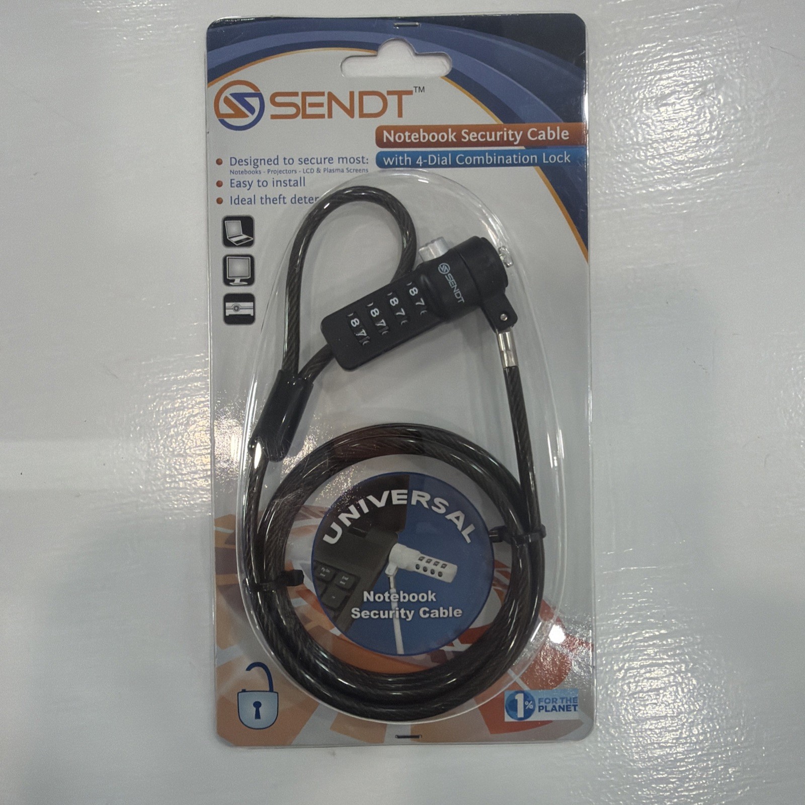 Sendt Notebook Security Cable with 4-dial Combination Lock - Brand New