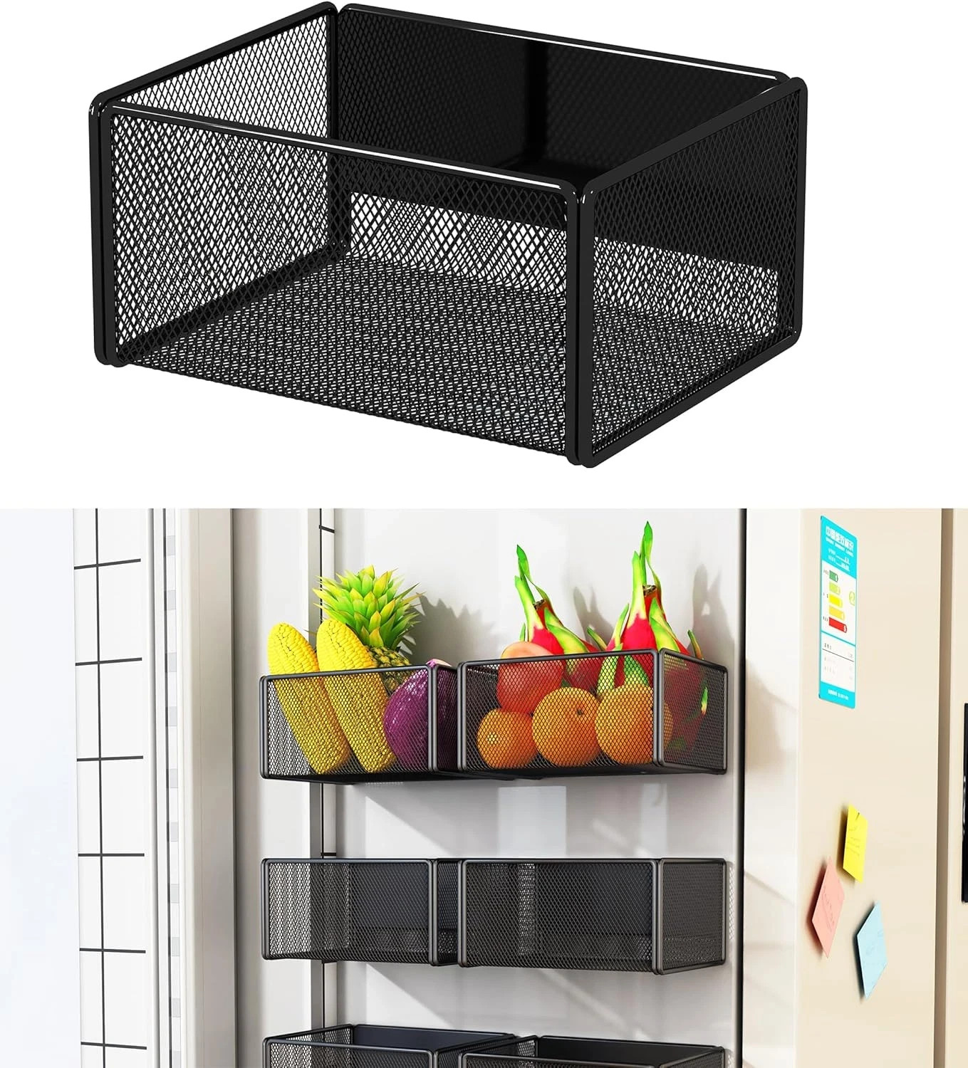 Magnetic Basket Organizer Holder for Fridge Magnetic Storage Bin Box Containers