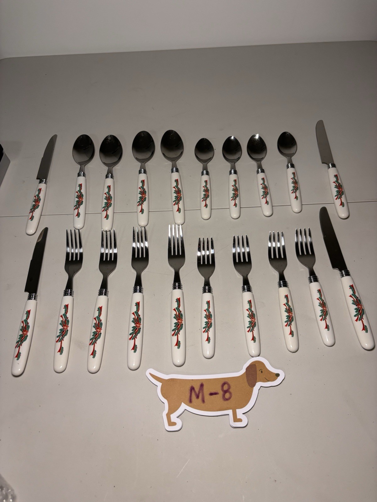 Vintage Holiday Fairfield Flatware Set 20pc Retro Red Green Winter Theme