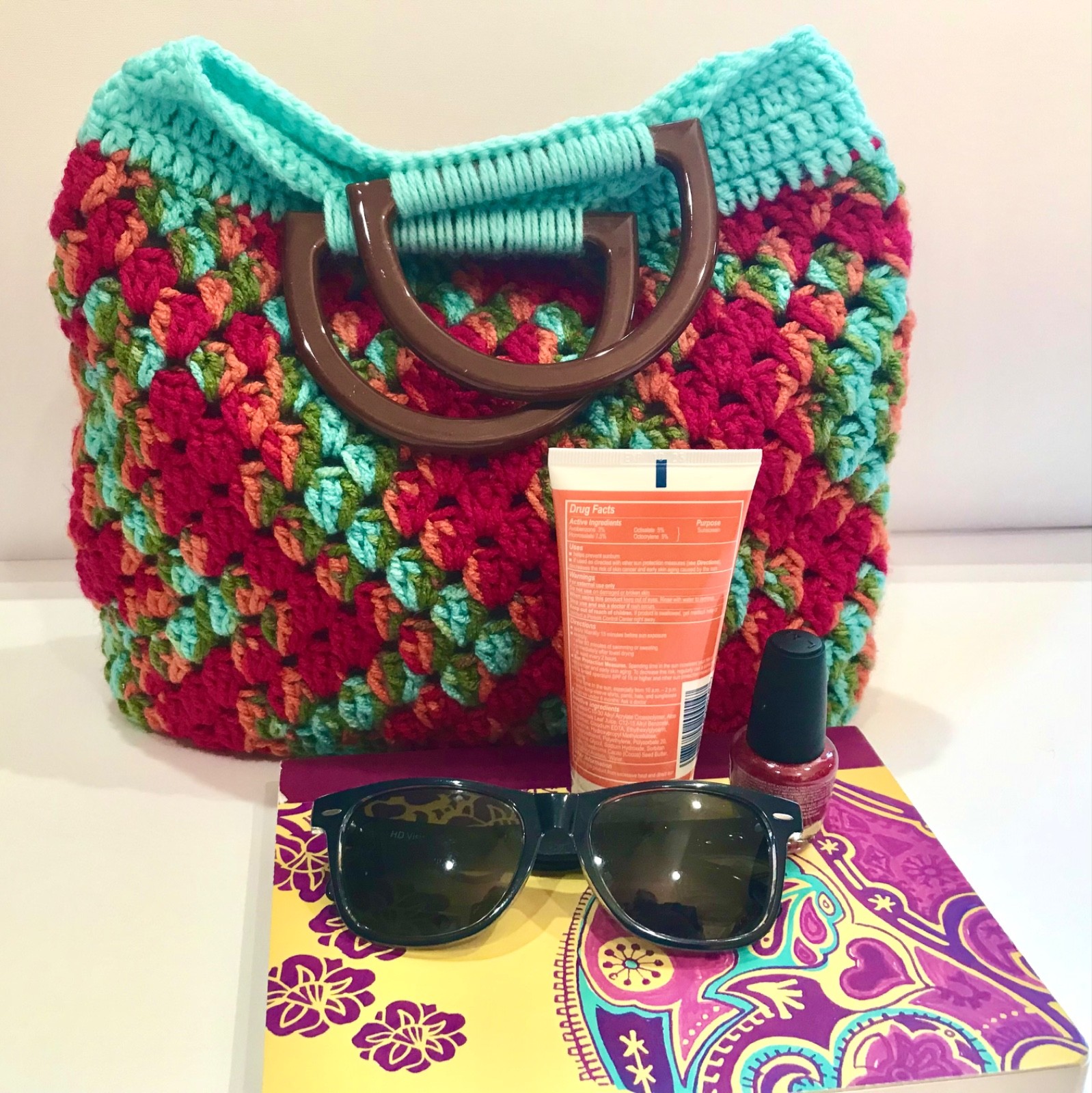 Project tote crochet knitting Mother’s Day LINED vibrant purse handbag tote