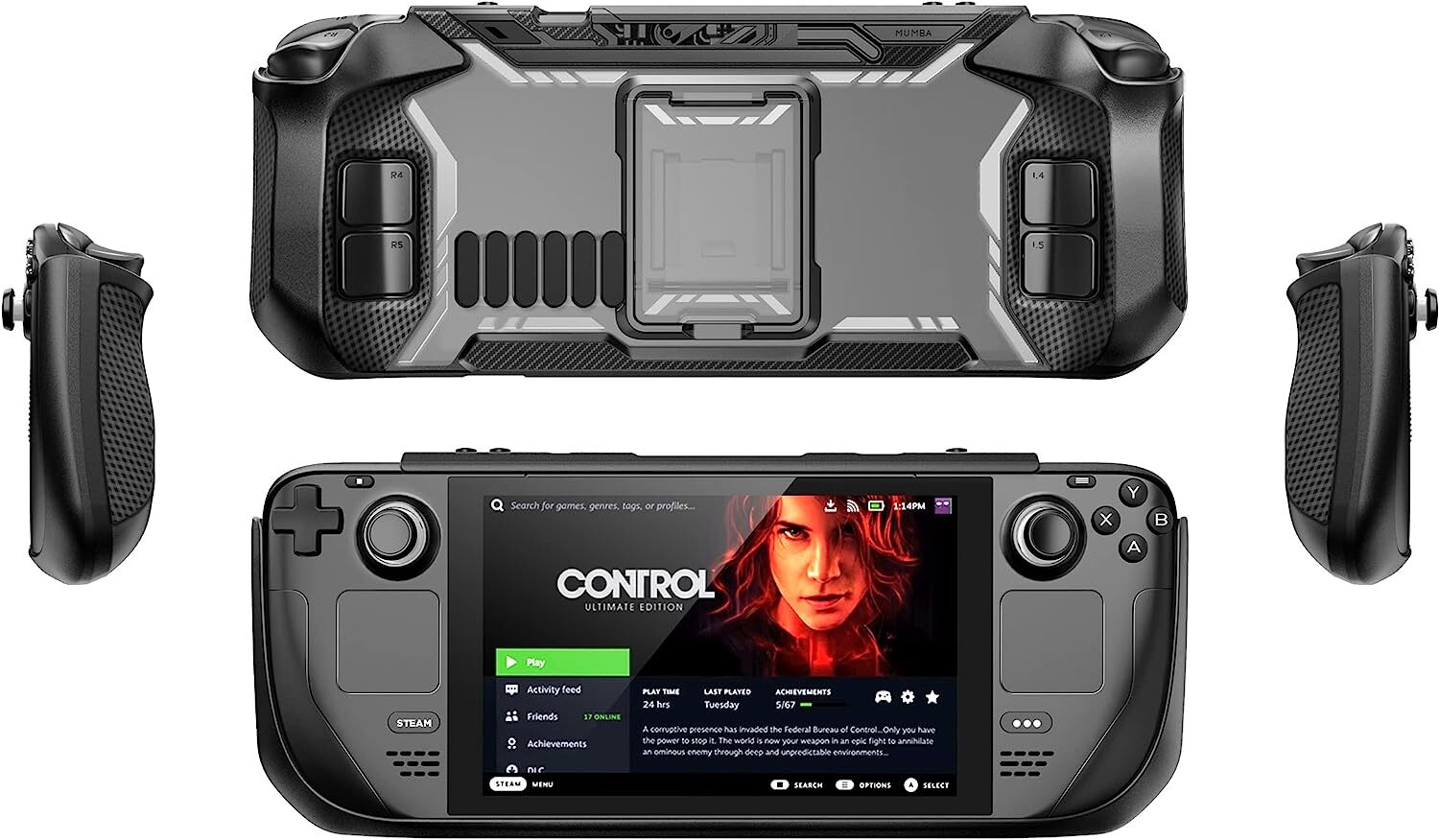 Mumba For Steam Deck 2022 Console Grip Case with Kickstand Ergonomic Cover Shell