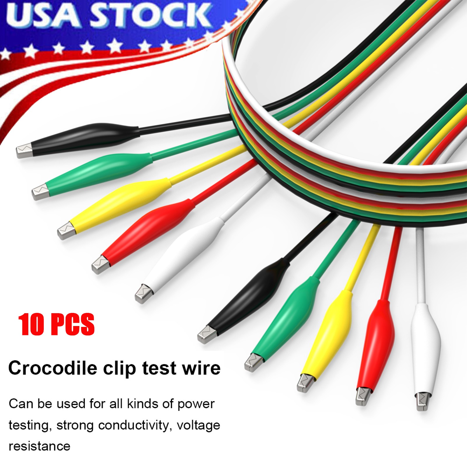 10 PCS 5 Color Test Alligator Clips Probe Lead Set Jumper Wire Cable With Clips