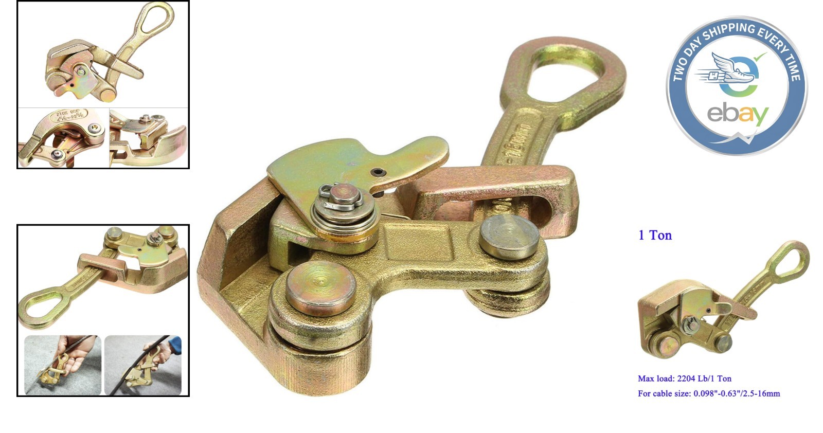 Versatile Cable Puller Grip for Steel Cables - For Professionals, 1 Ton Limit