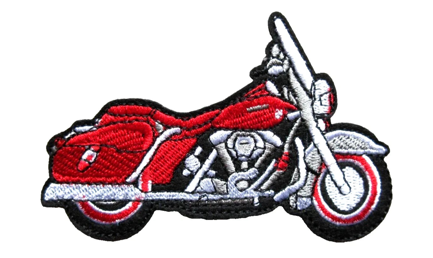 RED MOTORCYCLE BIKERS VEST JACKET HAT IRON / SEW ON EMBROIDERED PATCH