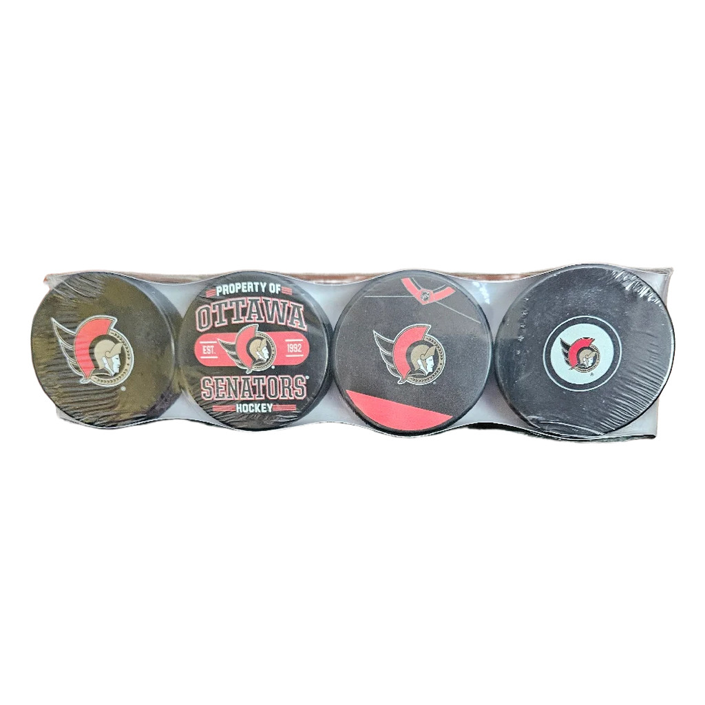 NHL Ottawa Senators Collector 4 Pack Souvenir Hockey Pucks (Free Shipping)