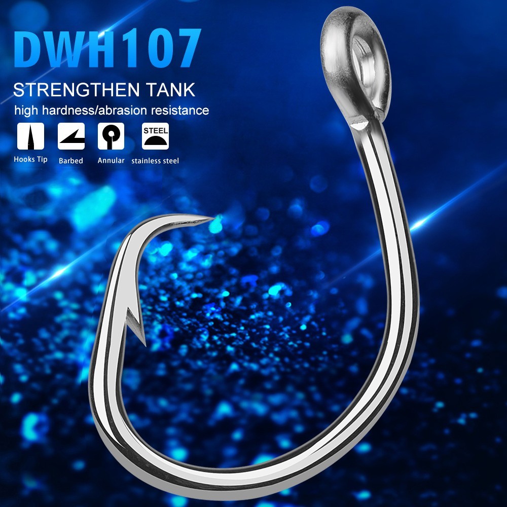 Lot 5pcs Circle Fishing Hook 13/0#-16/0# Sea Stainless Steel Saltwater Tuna Hook