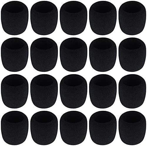 20 Pack Black Microphone Foam Covers Disposable