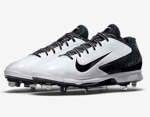 Nike Huarache Pro Low Metal White/ Black Sz 9 599233-101 Baseball Cleats