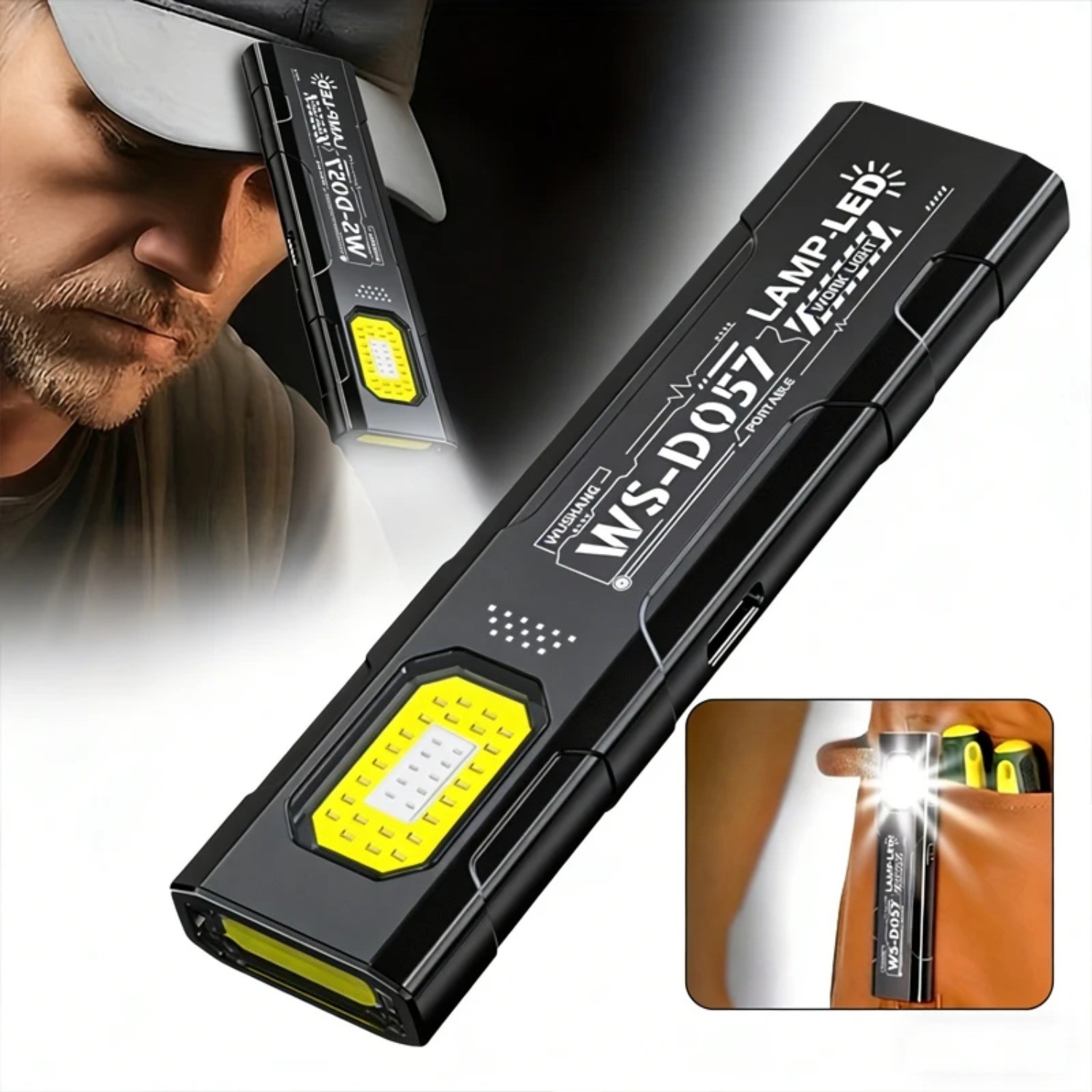 4pcs Mini Thin Flashlight with Pen Clip USB Rechargeable COB Repair Work Light