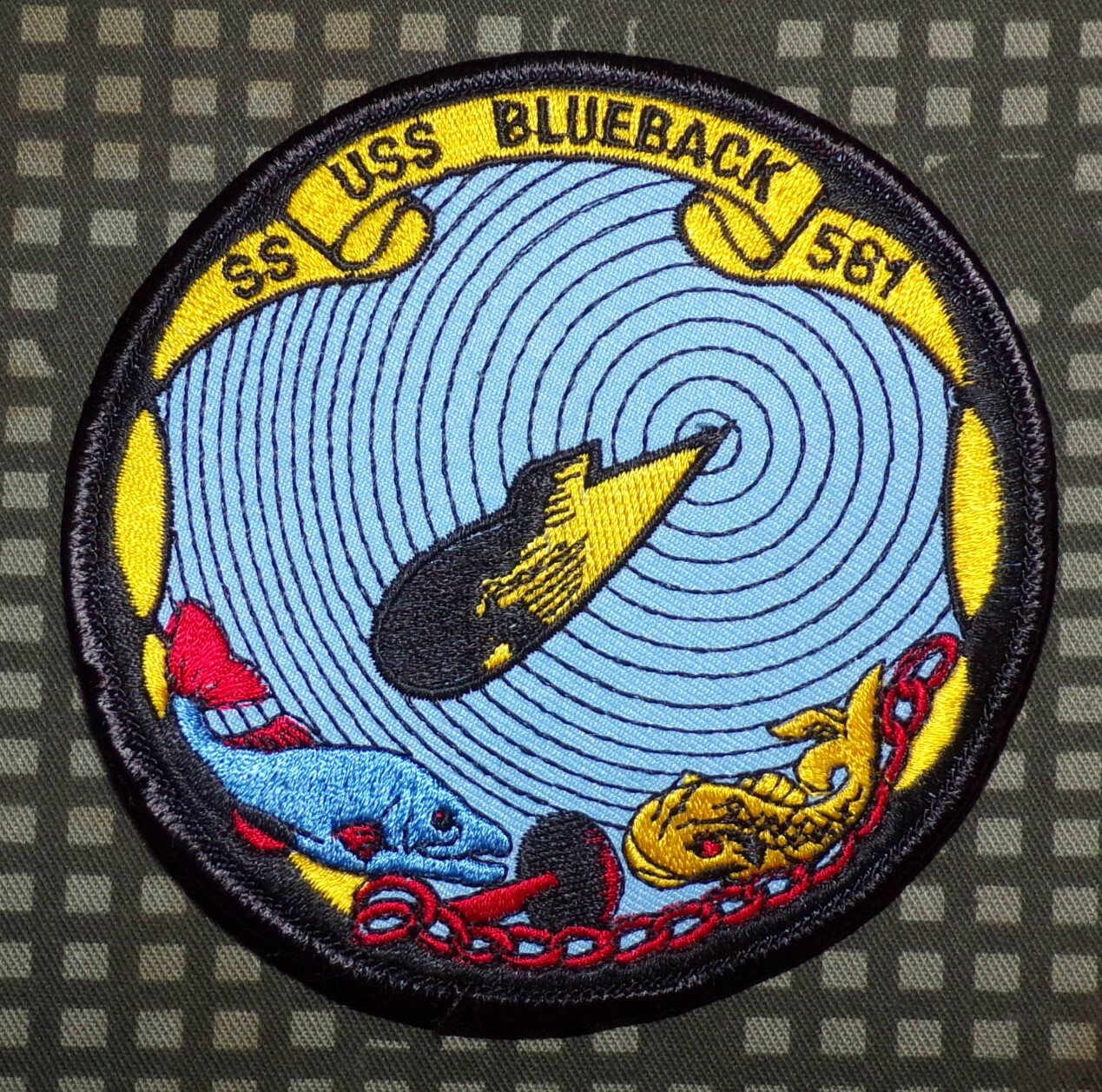 US Navy USS Blueback SS 581 Submarine Embroidered Full Color Patch