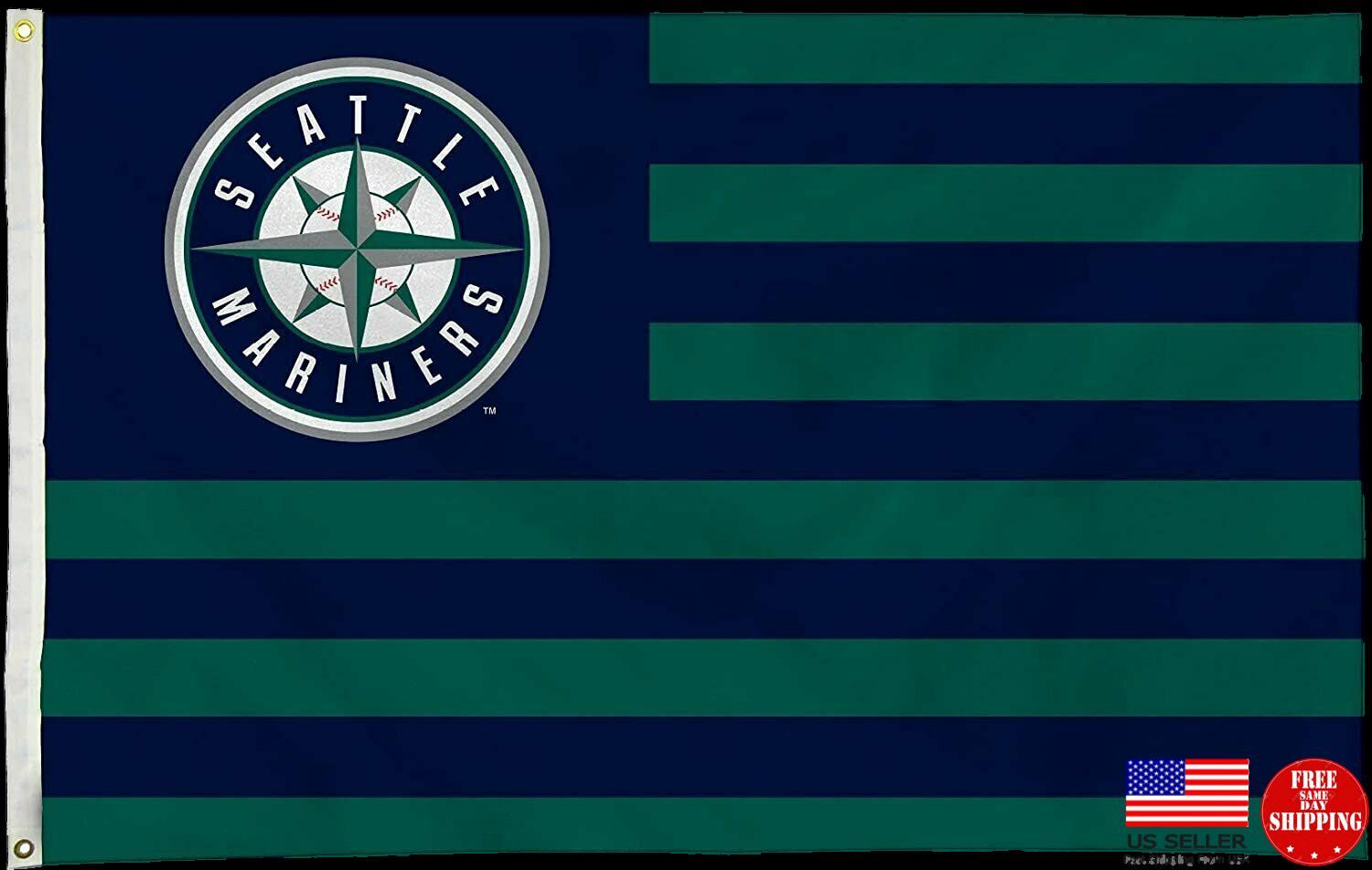 Seattle Mariners American Stripes 3x5 Flag 3 x 5 Banner Man Cave Flags New USA