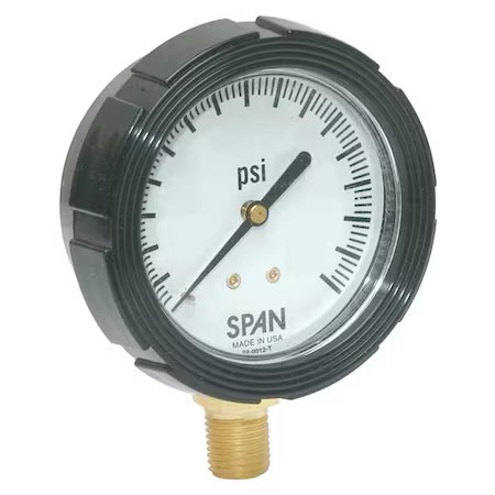 Span Lfs-210-300-G-Kemx Pressure Gauge With Internal Seal, 0 To 300 Psi, 2 1/2