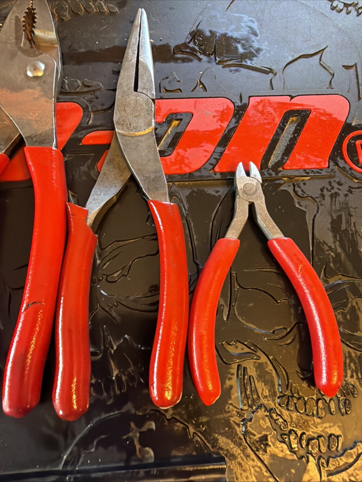 Snap On 6pc Pliers Set Red Side Cuts Needle Nose Pliers Extra Long