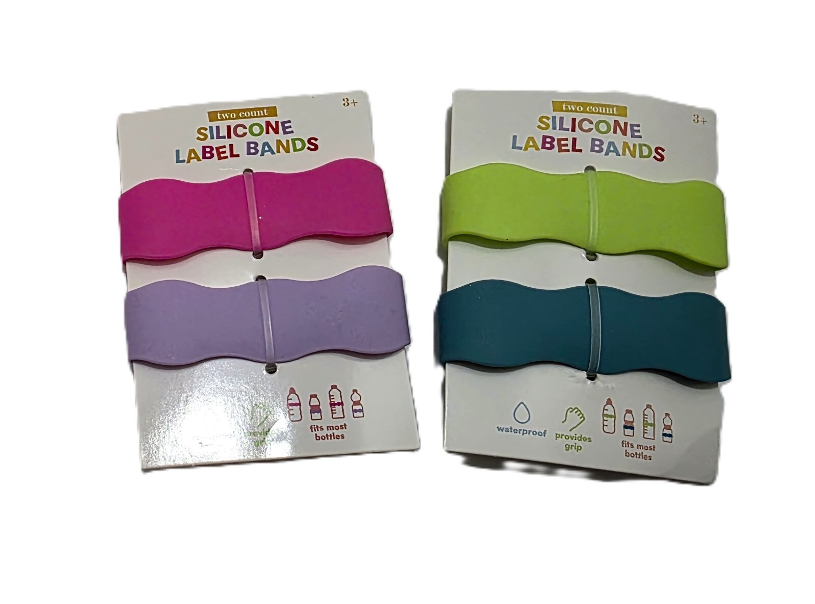 2pc Silicone Bottle Label Bands - Choose Color! NEW! FREE SHIP!