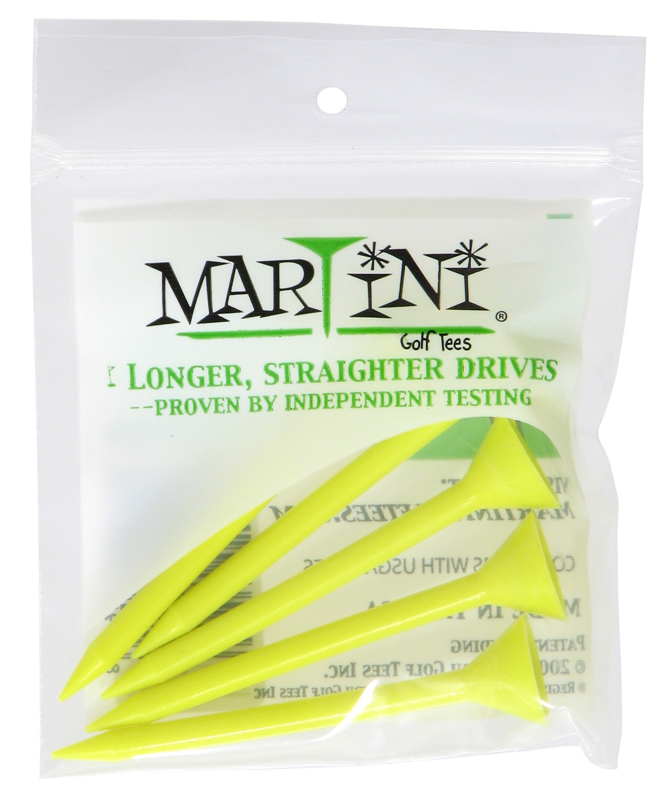 Martini Golf 3 1/4 Yellow Yellow Golf Tees