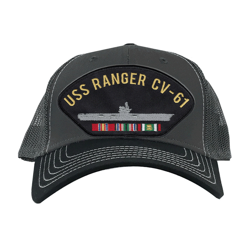 USS Ranger CV-61 Desert Storm Gray Mesh Ball Cap Officially Licensed