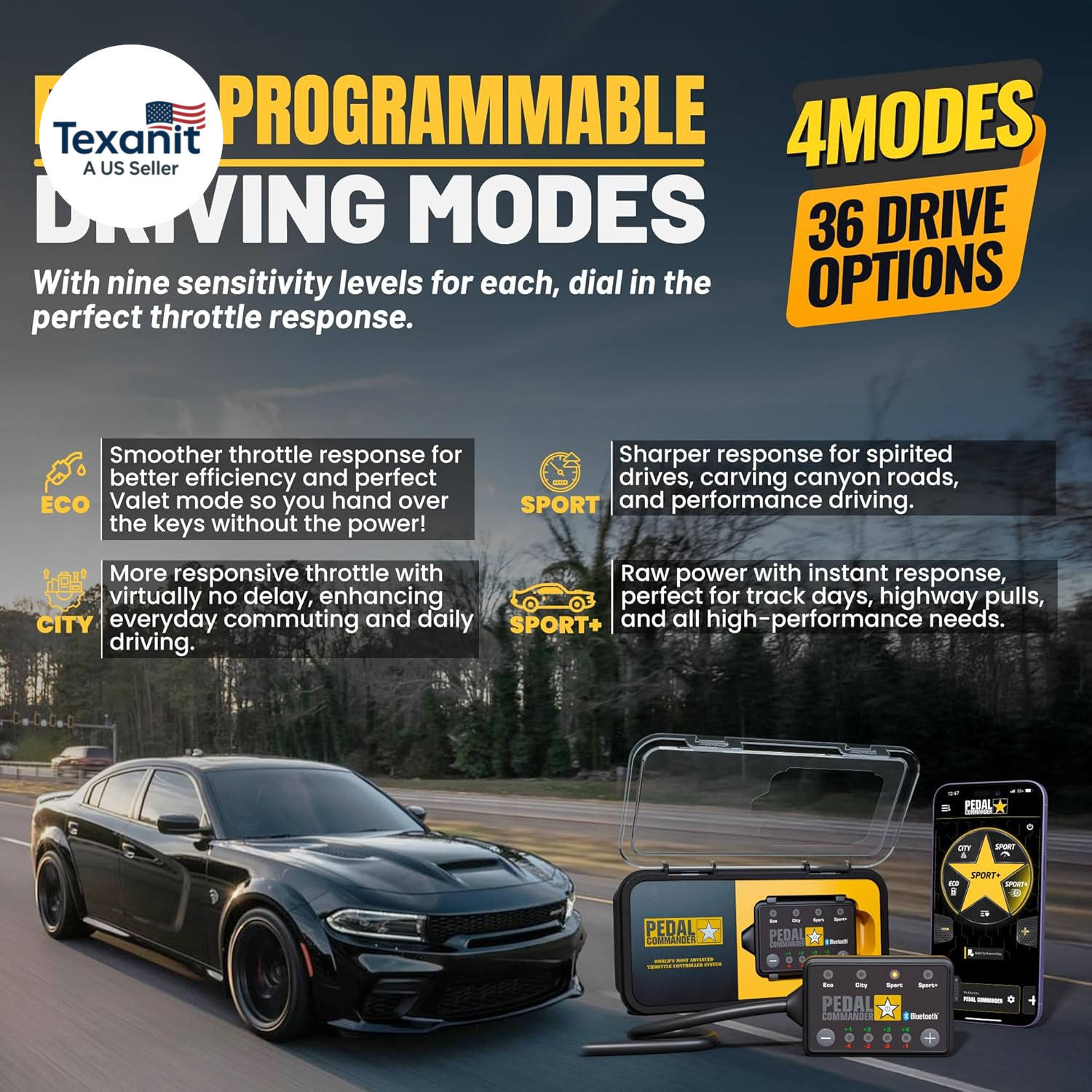 Throttle Response Controller Compatible with Dodge Charger 2007-2024 - Anti-Thef