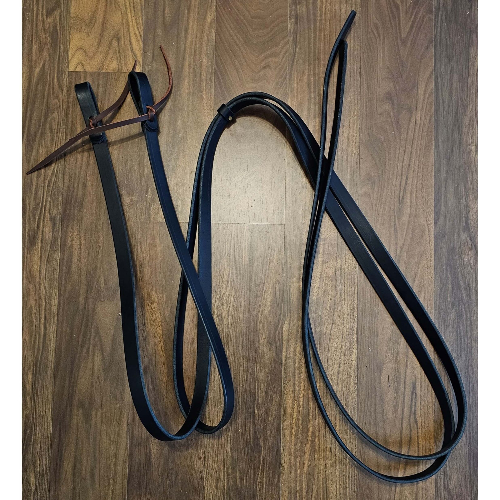 New 5/8" or 3/4" x 8' black Latigo Leather Split Reins with Water Loops