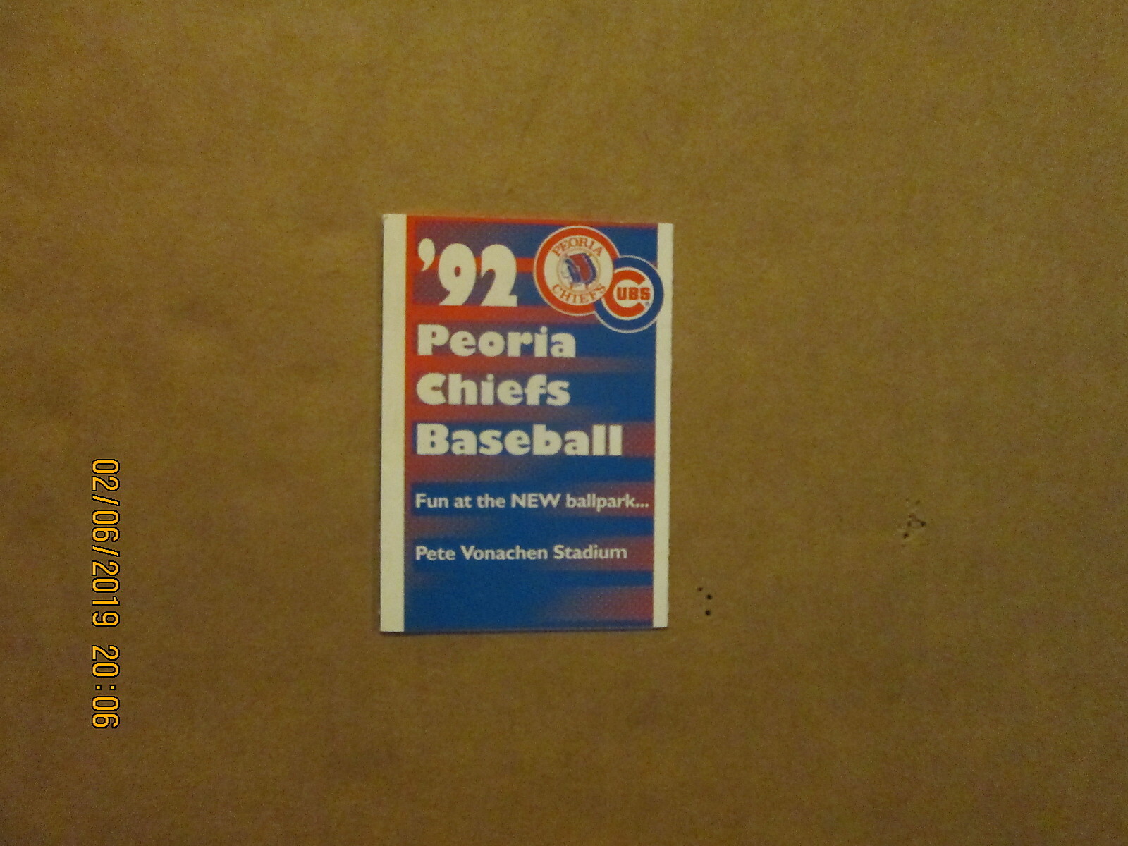 MWL Peoria Chiefs Vintage Circa 1992 Team Logo Baseball Pocket Schedule