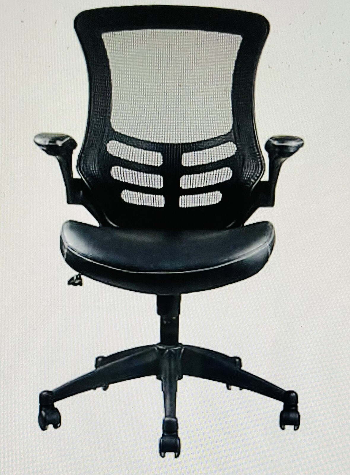 Techni Mobili Stylish Mid-Back Mesh Office Chair With Adjustable Arms- Black
