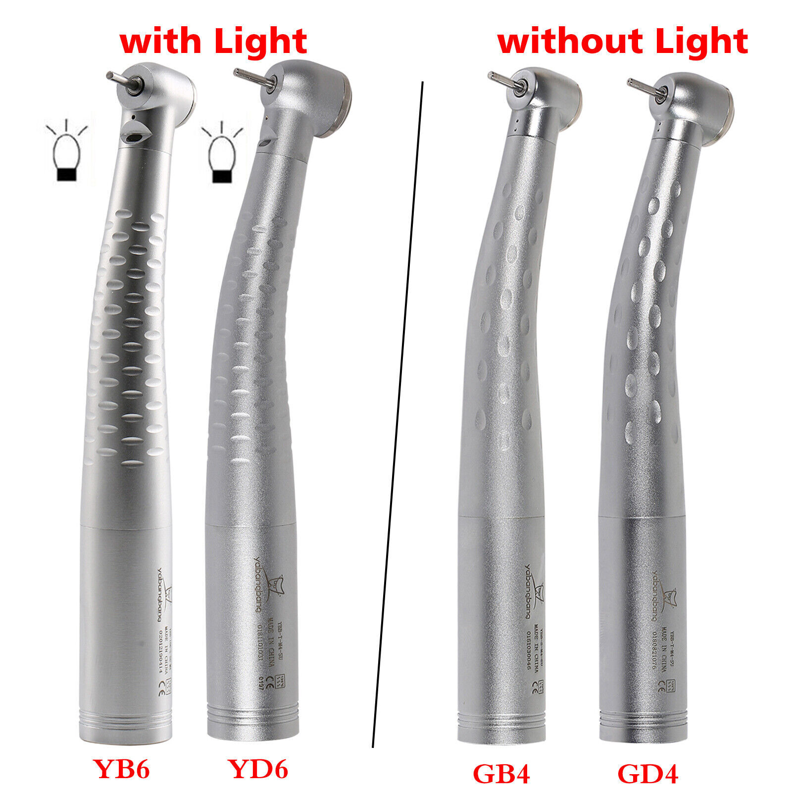 Dental Fiber Optic LED Handpiece / High Speed No LED Fit KaV 4/6 Hole Coupling