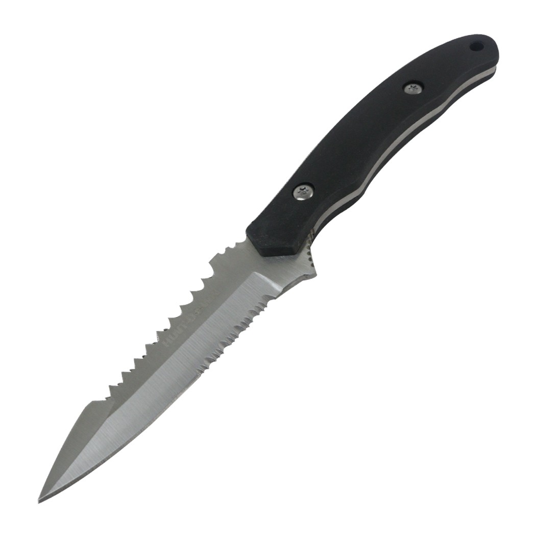 Hunt-Down 6.5"" Silver & Black Thin Style Full Tang Hunting Knife Stainless Stee