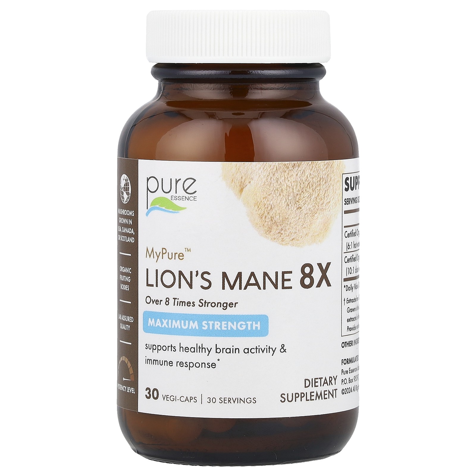 MyPure™, Lion's Mane 8X, Maximum Strength, 30 Vegi-Caps