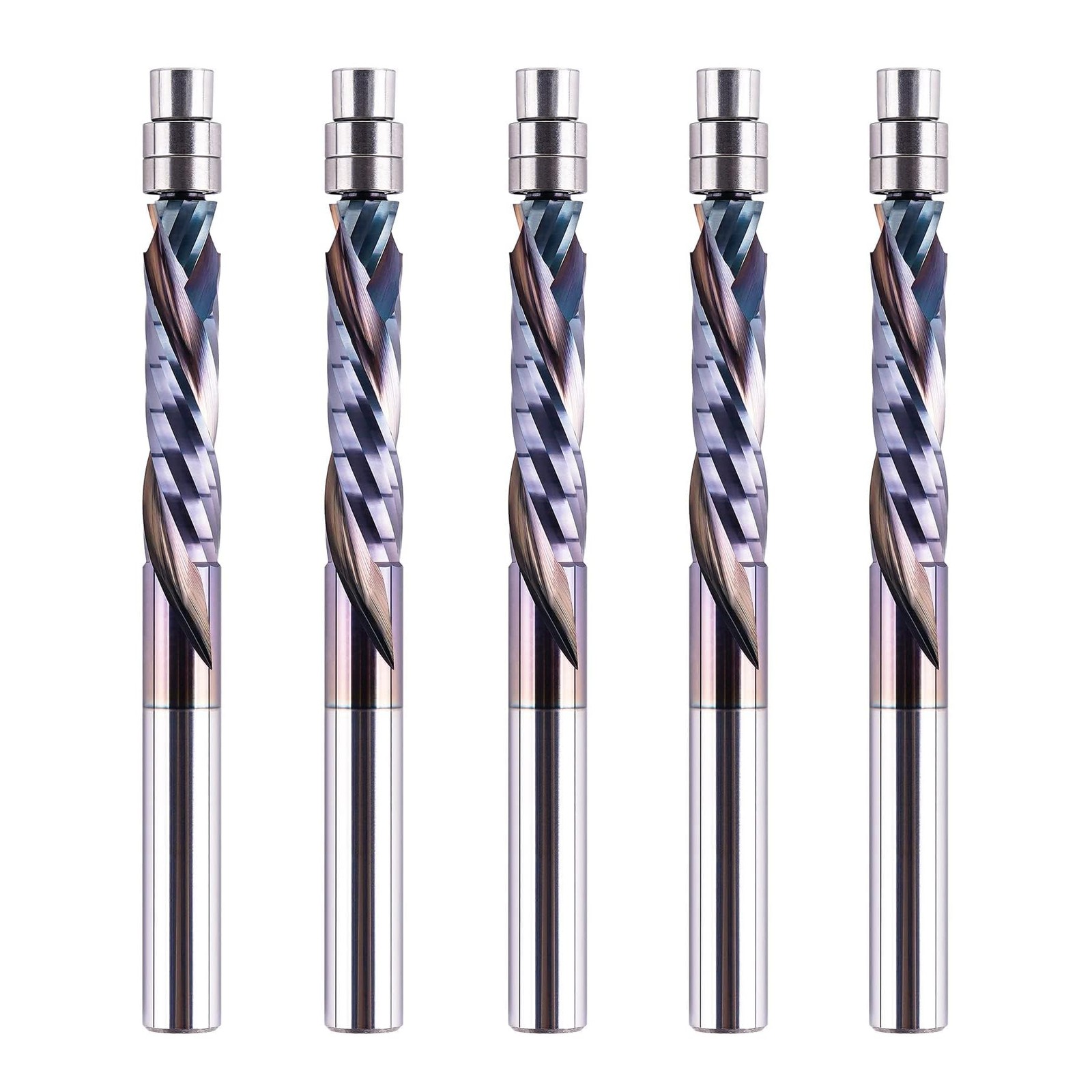 SpeTool 5PC Solid Carbide Compression Flush Trim Router Bit 1/4" Shank with TAC