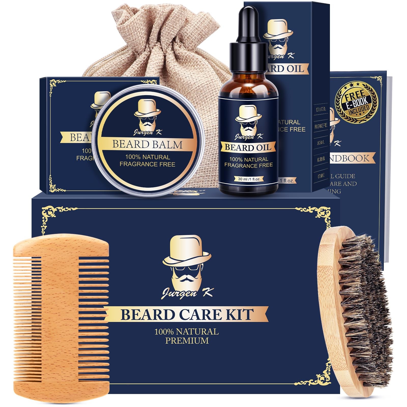 Gifts for Men Beard Kit for Men's Daily Grooming Moisturize & Soften Facial H...