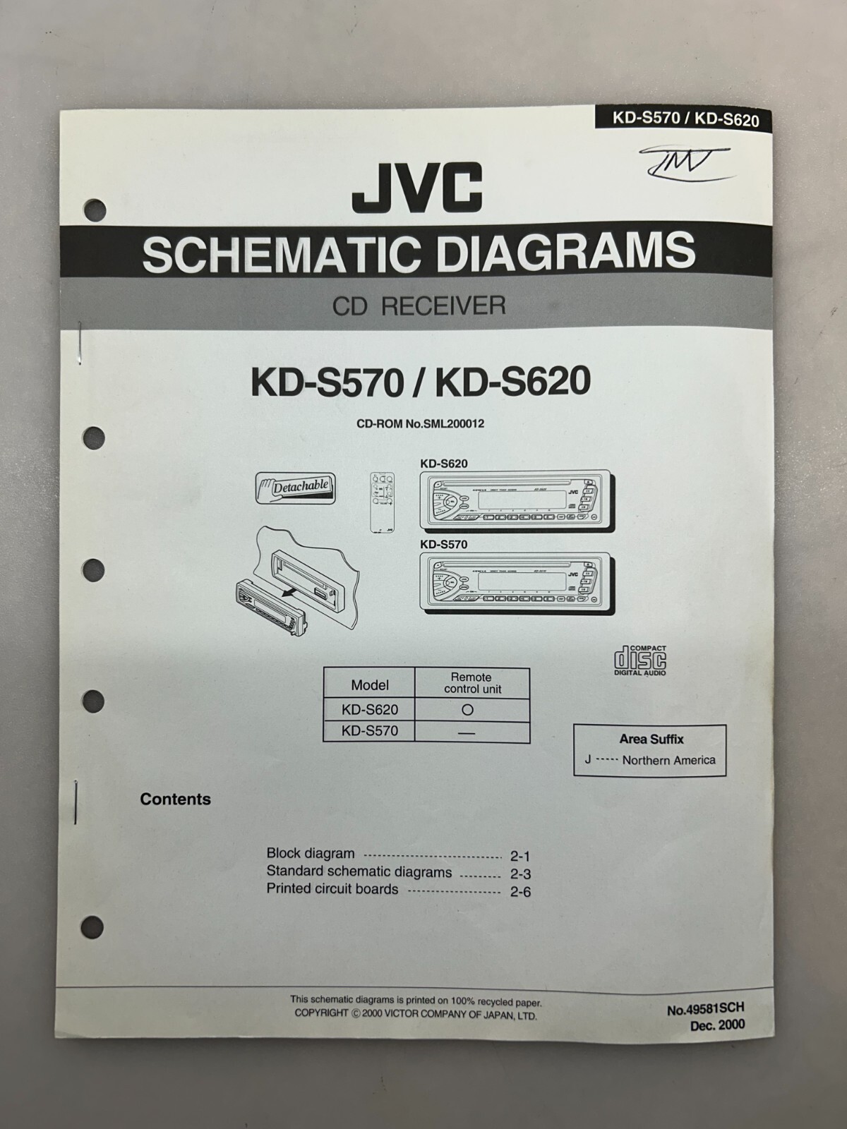 JVC KD-S570 S620 Original Schematics Free Shipping