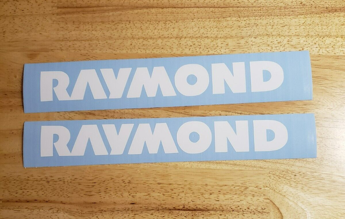 Raymond Forklift replacement decal 21x2.8" pair WHITE stickers BEST USA