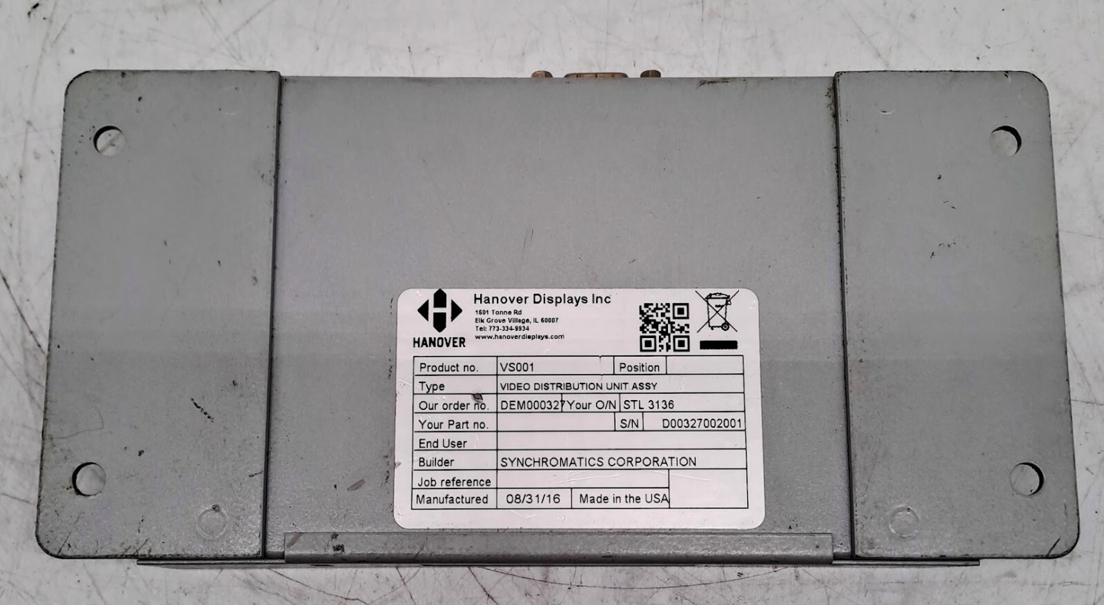 HANOVER DISPLAYS VS001 VIDEO DISTRIBUTION UNIT