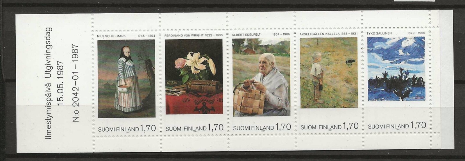 Finland 1987 Paintings full booklet MNH  AFA 1019-23 (f310)