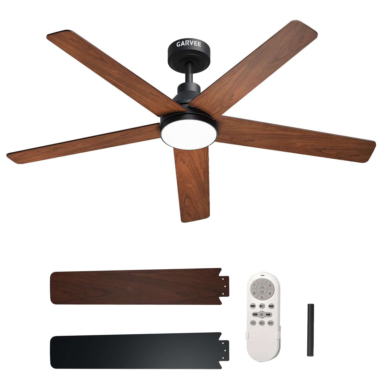 52 Inch Ceiling Fan with Light, MDF Wood Blades DC Reversible Motor Quiet Cei...