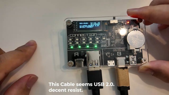 USB Cable Tester Tool - Digital USB Checker for MiniB, MicroB, Type-C Cables