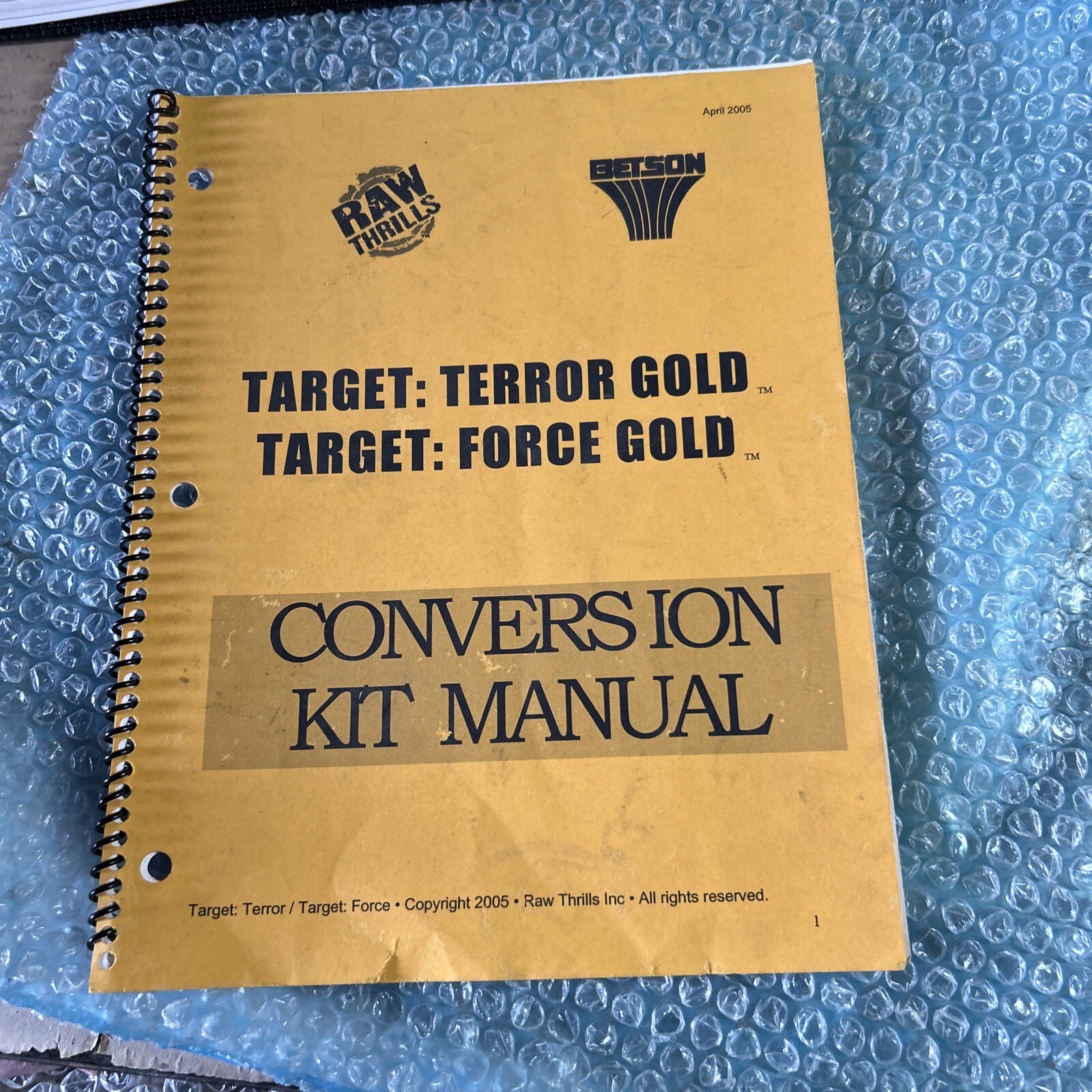 Original Vintage TARGET TERROR GOLD   BETSON Arcade video game manual