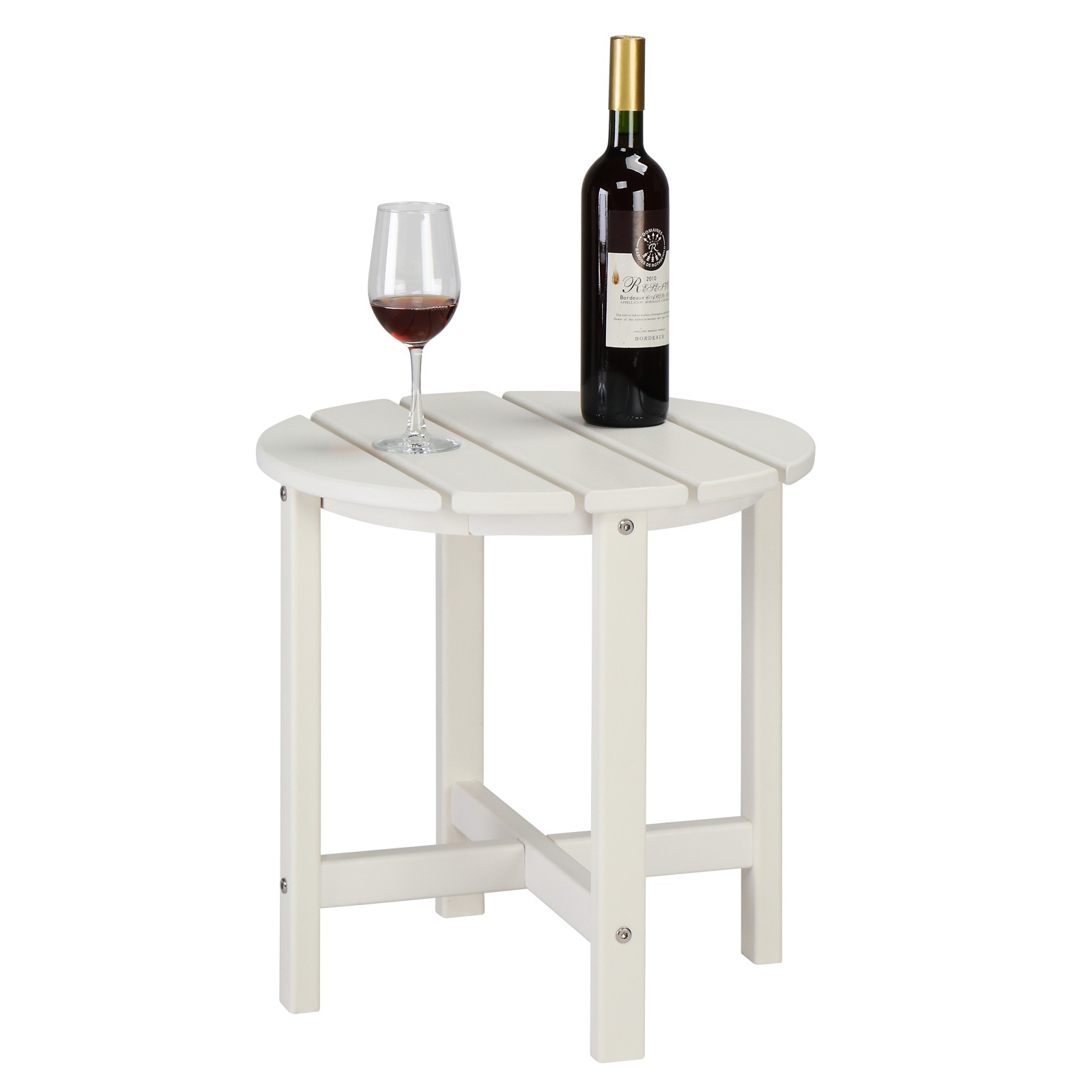 46cm Round White HDPE Side Table, Single Layer Modern Accent Table