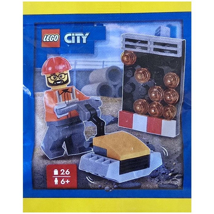 LEGO City Construction Worker with Vibration Plate Paper Bag 952510 (SEALED)